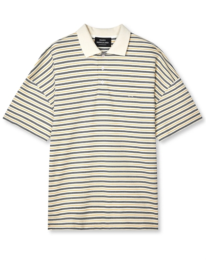Mads Nørgaard - Light Terry Polo T-Shirt - Vanilla Ice/Sky Captain/Zinnia